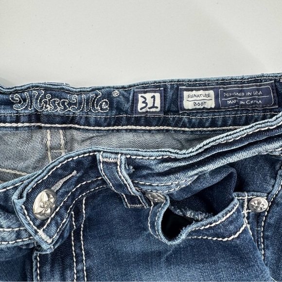 Vintage Y2k Miss Me Wilde Aztec Embroidered Diamond Mid-Rise Bootcut Jeans 31x34 - Picture 10 of 13